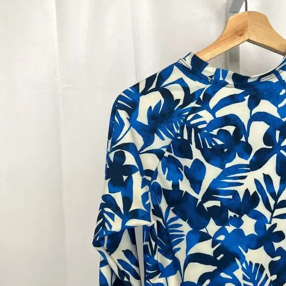 TITLE NINE Aquatic Life Rash Guard Long Sleeve Swim Top Hanalei Floral Blue S - Picture 8 of 11